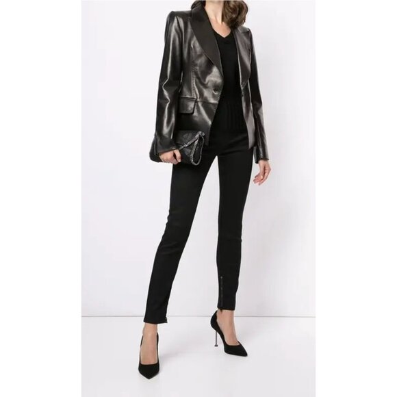 Tom Ford Black Mid-Rise Skinny Jeans w/Zippers Stretch Size 27 Soft Denim - Picture 1 of 14